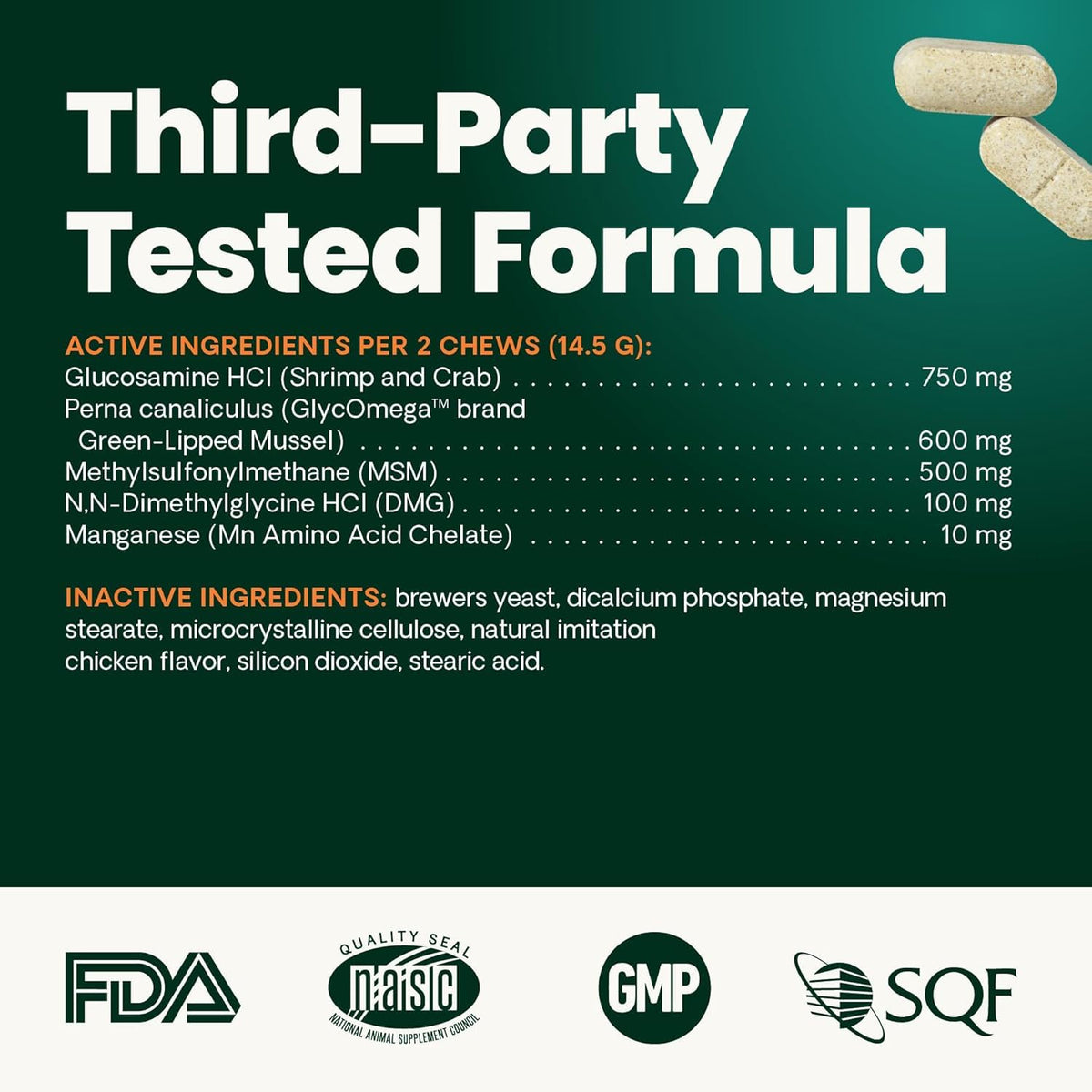 Chicken Hip & Joint Tablets for Dogs, 120 Count Q59165