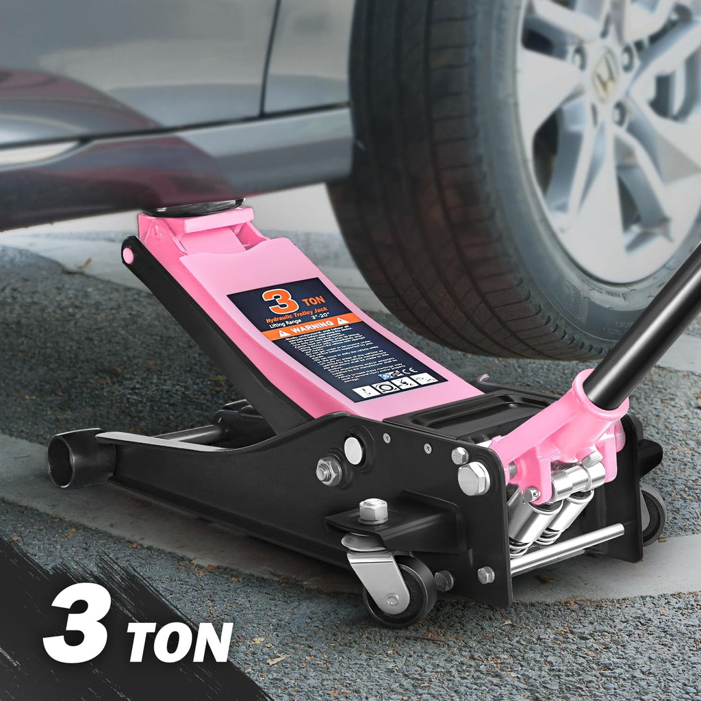 Low Profile Hydraulic Trolley Floor Jack 3 Ton Pink K422