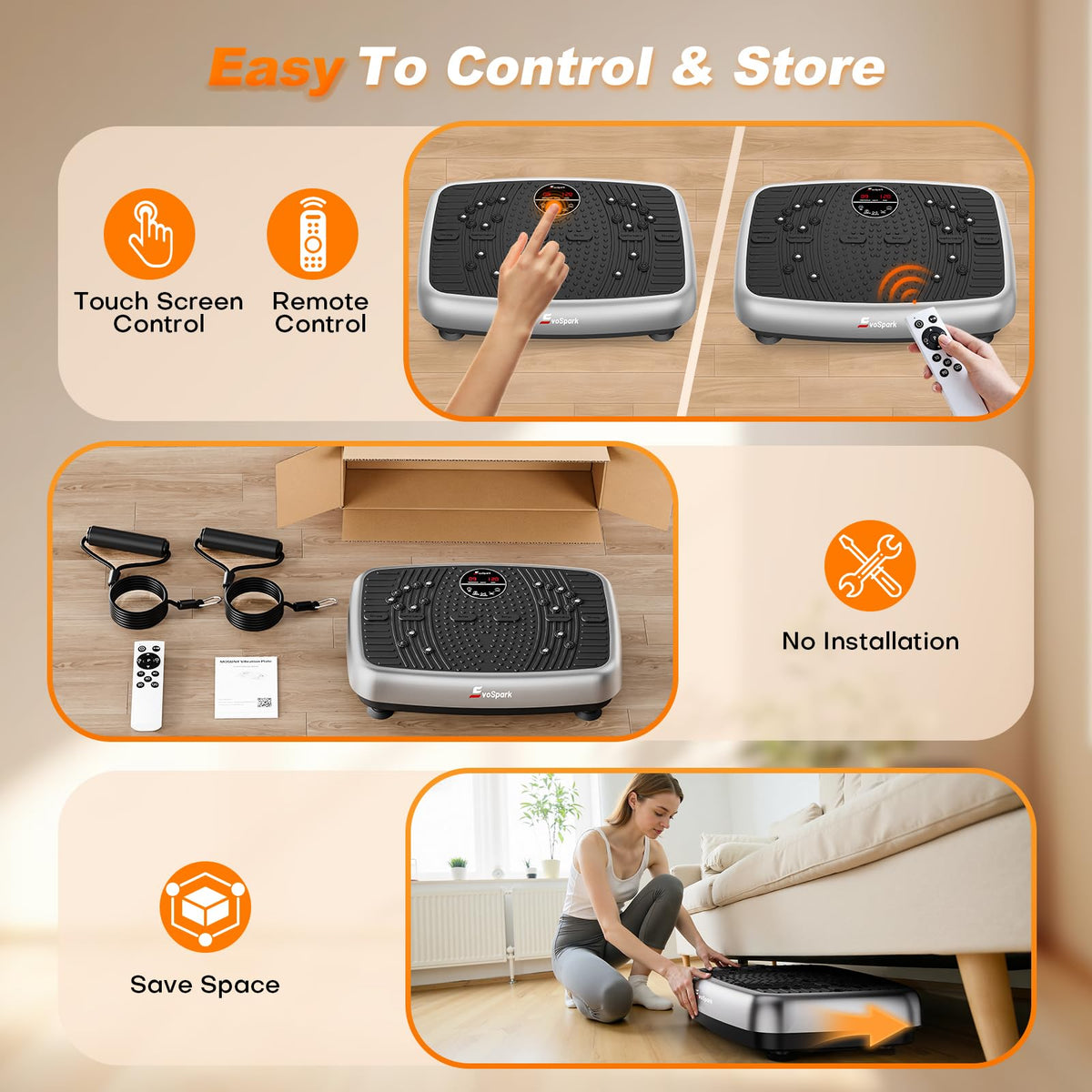 Vibration Plate Exercise Machine with Resistance Bands E919
