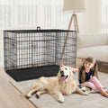 48 Inch Folding Metal Wire Dog Crate with Divider Panel & Removable Tray N3807