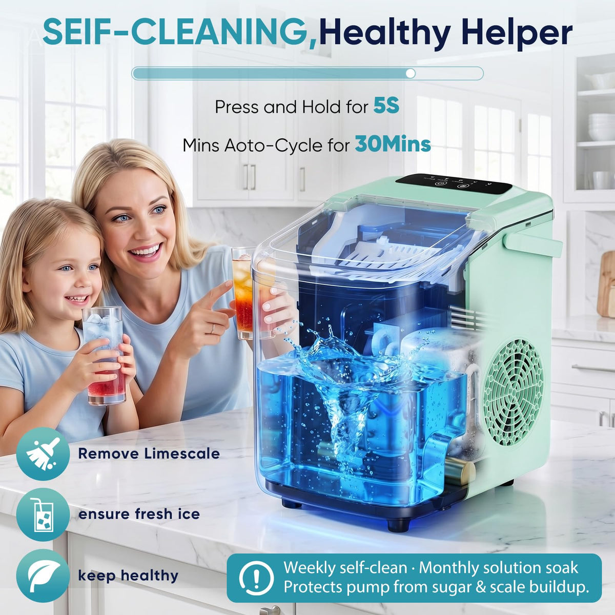 Countertop Ice Maker with Basket and Scoop, 26lbs Daily O710450