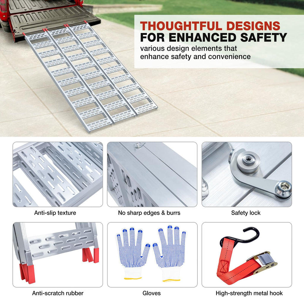 Aluminum Tri-Folding Truck Ramps 1600Lbs Max C7975