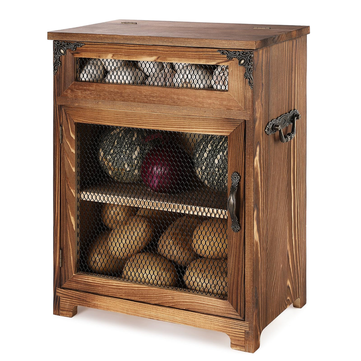 Potato and Onion Storage Bin Wooden Storage Box U69708