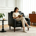 PU Leather Accent Chair Button-Tufted Upholstered Black N365