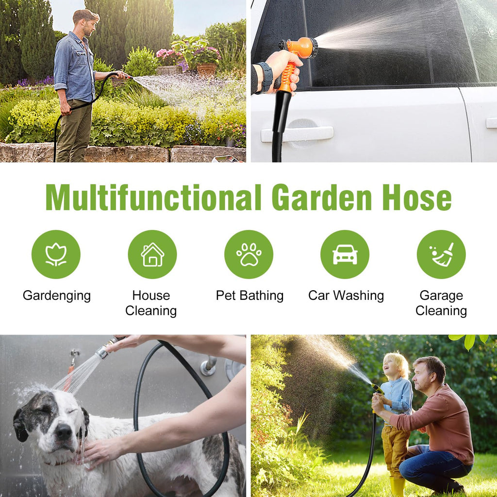 100 ft 5/8 in Heavy Duty Flexible Rubber Hybrid Garden Hose J640