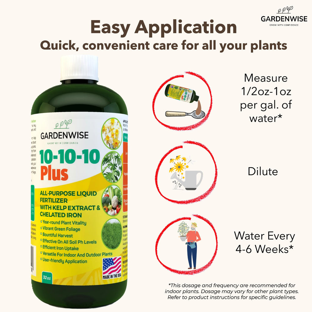 10-10-10 All Purpose Liquid Fertilizer with Seaweed Kelp & Iron 16 oz F4764
