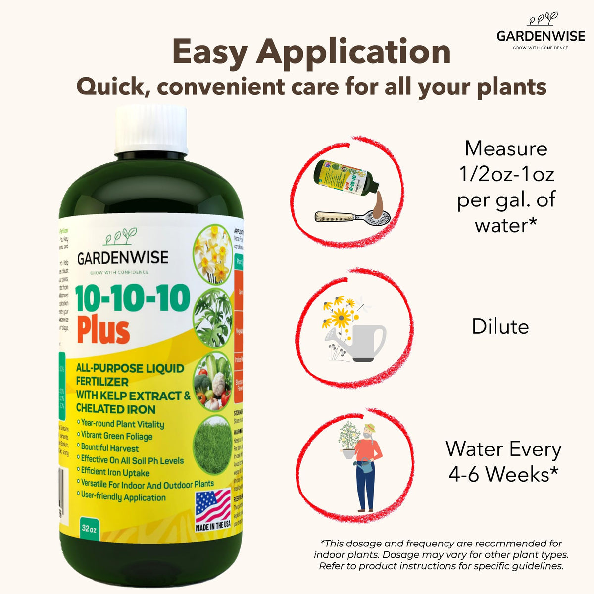 10-10-10 All Purpose Liquid Fertilizer with Seaweed Kelp & Iron 16 oz F4764