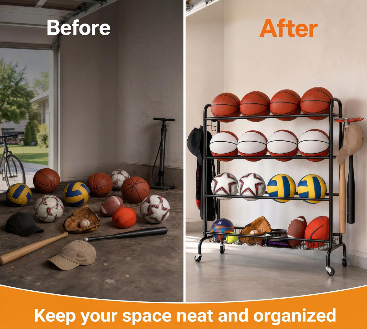 4 Tier Basketball Rack with Wheels M85037