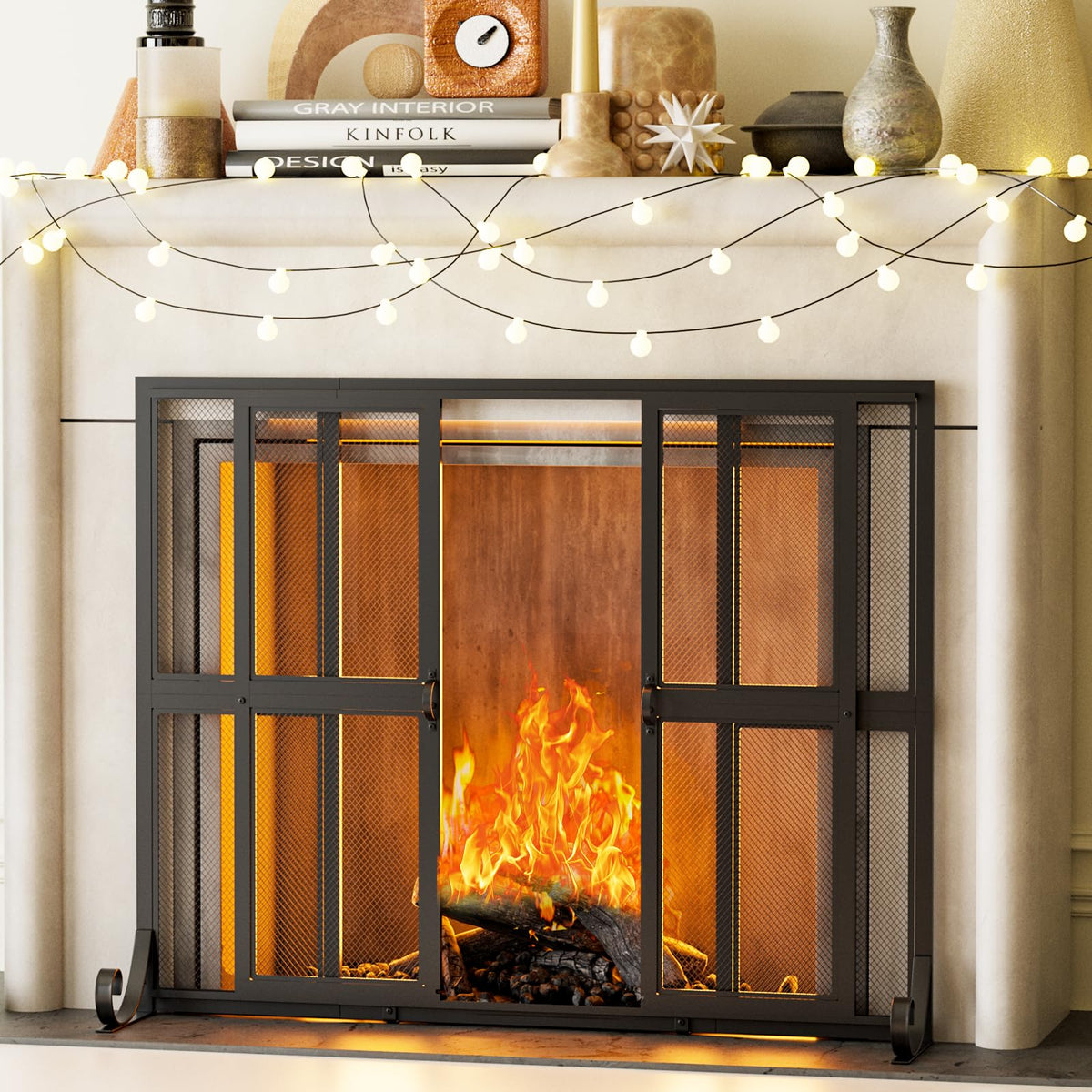 Fireplace Screen with Sliding Doors Y13692