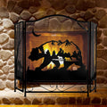 3-Panel Folding Metal Fireplace Screen Black S8709