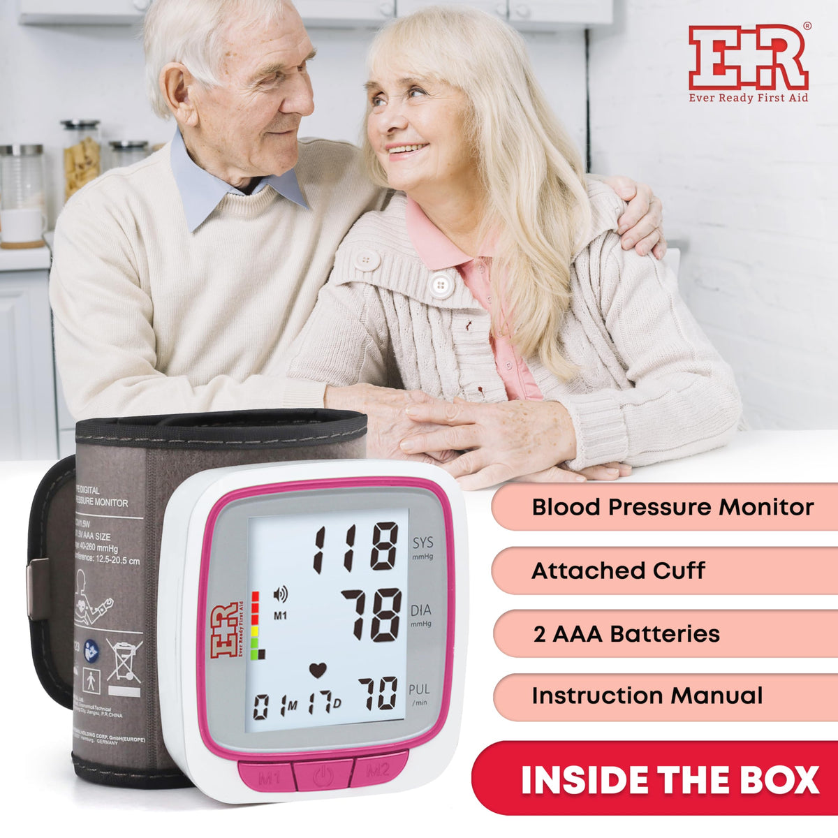 Pink Wrist Blood Pressure Monitor D7573