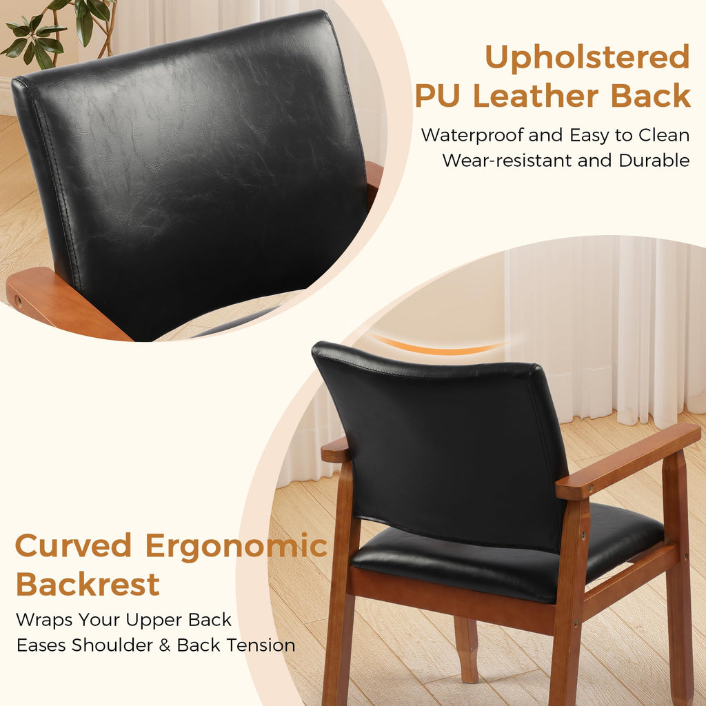 Black PU Leather Dining Chairs Set of 4 E4414