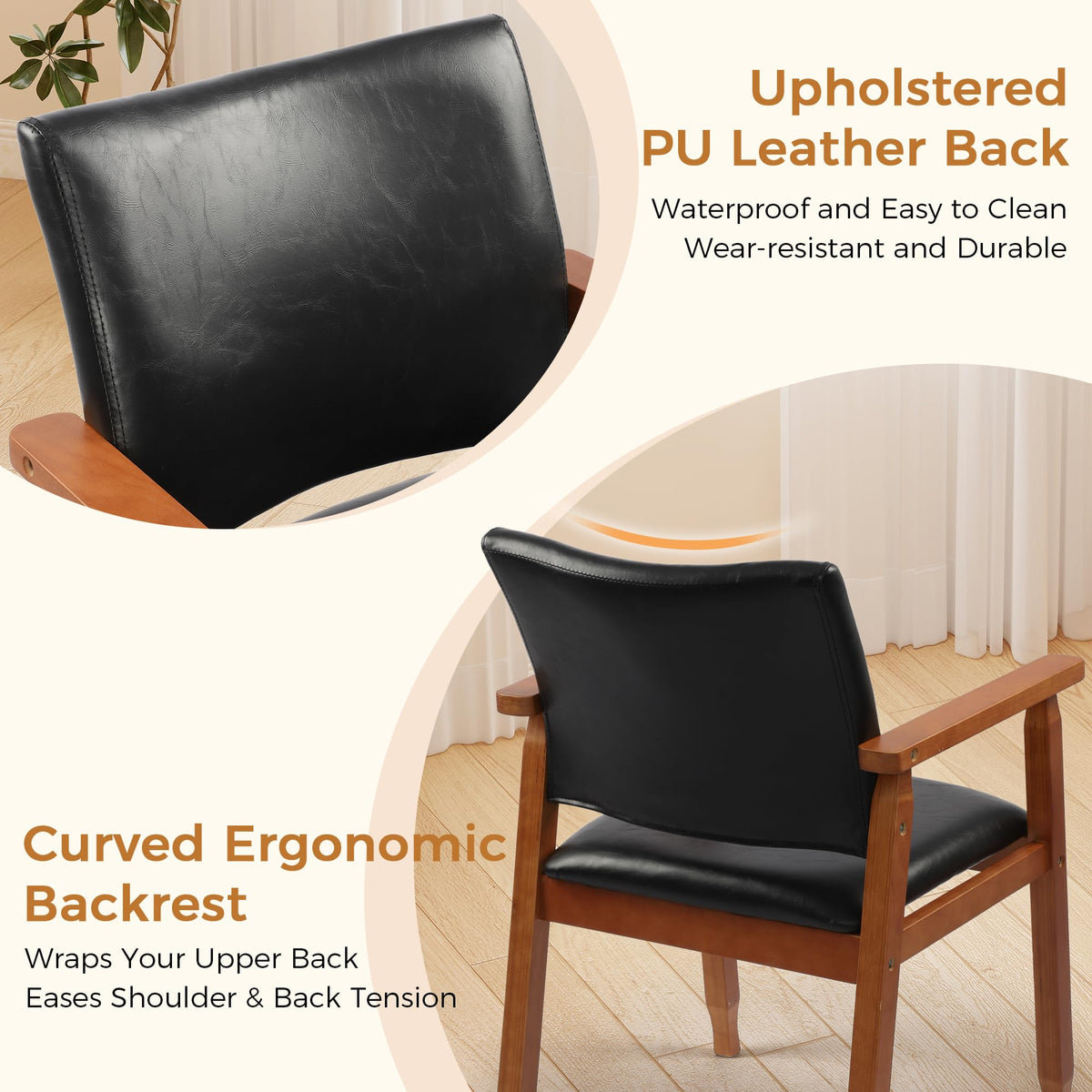 Black PU Leather Dining Chairs Set of 4 E4414