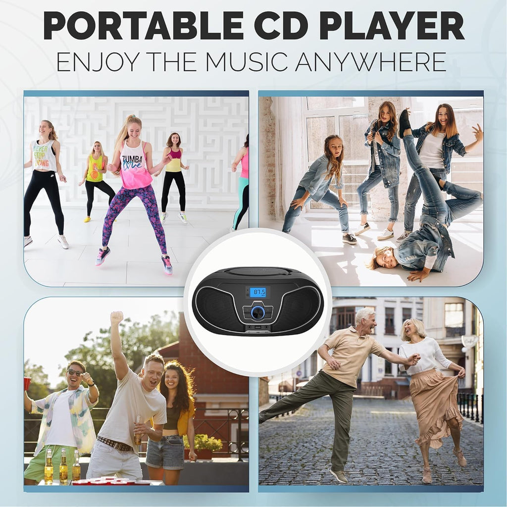 Portable Bluetooth CD Player Boombox with FM Radio H9841