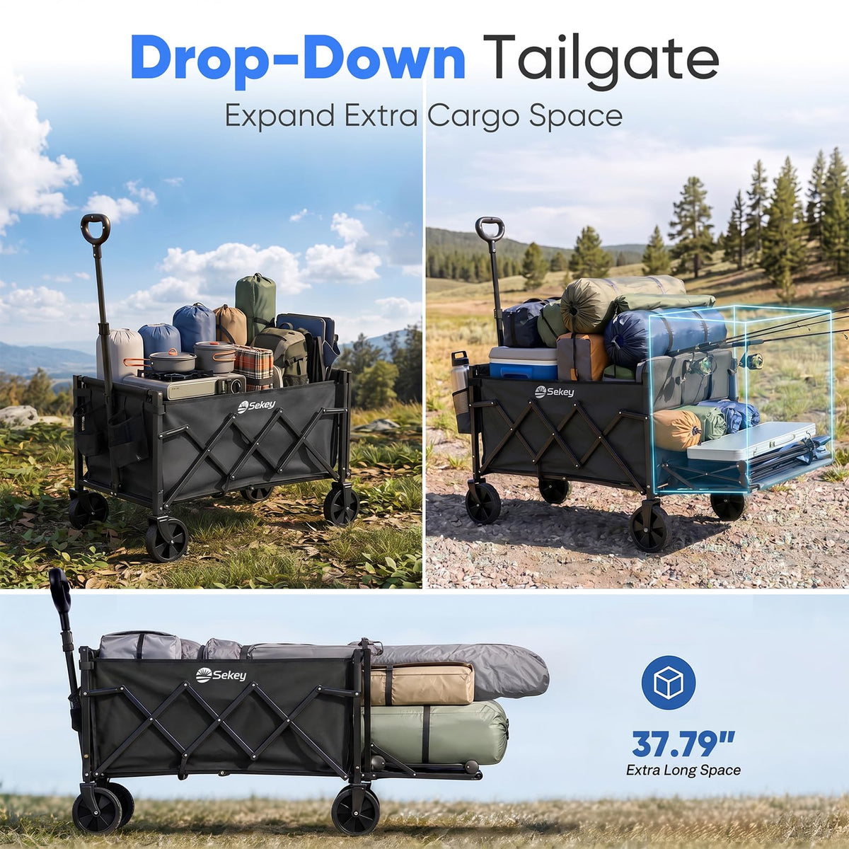 Collapsible Wagon with Tailgate, 300 lb Capacity Q896
