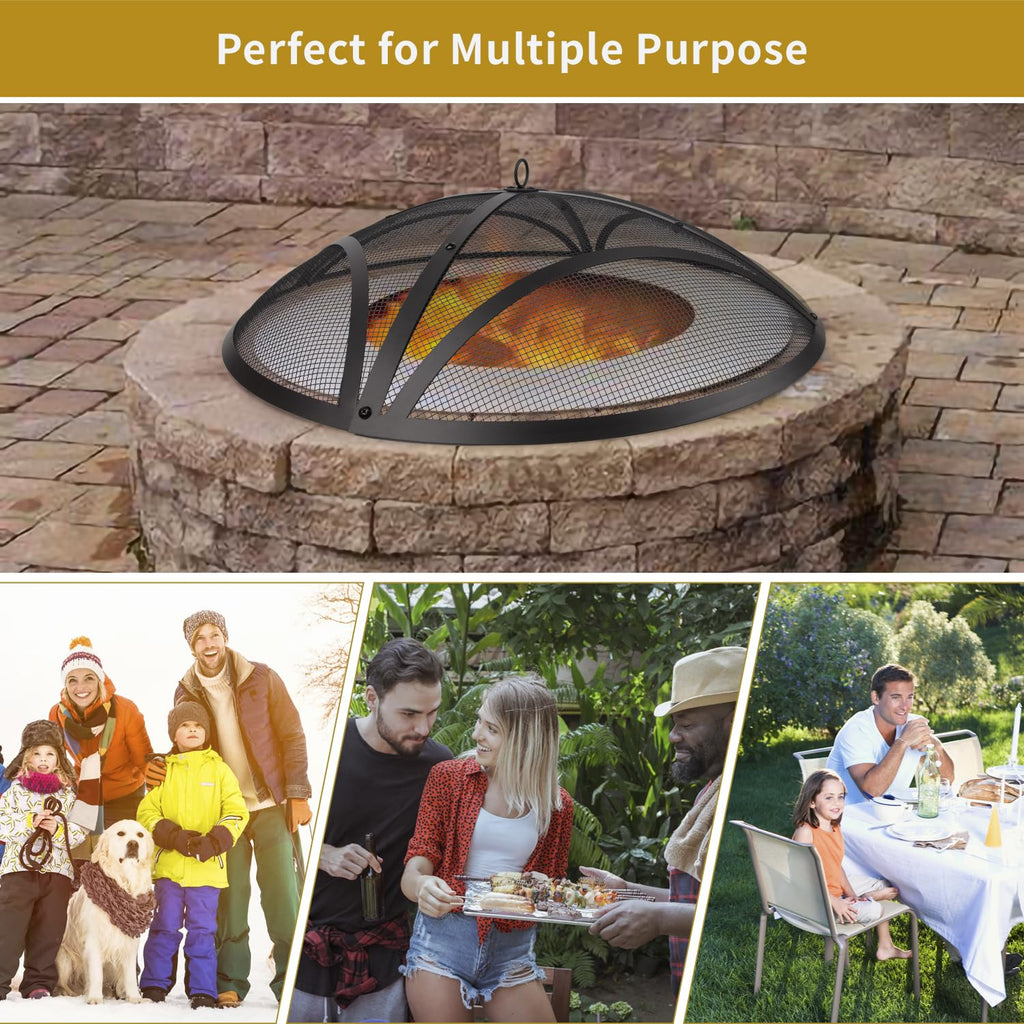 32In Reinforced Steel Round Fire Pit Screen Cover N941