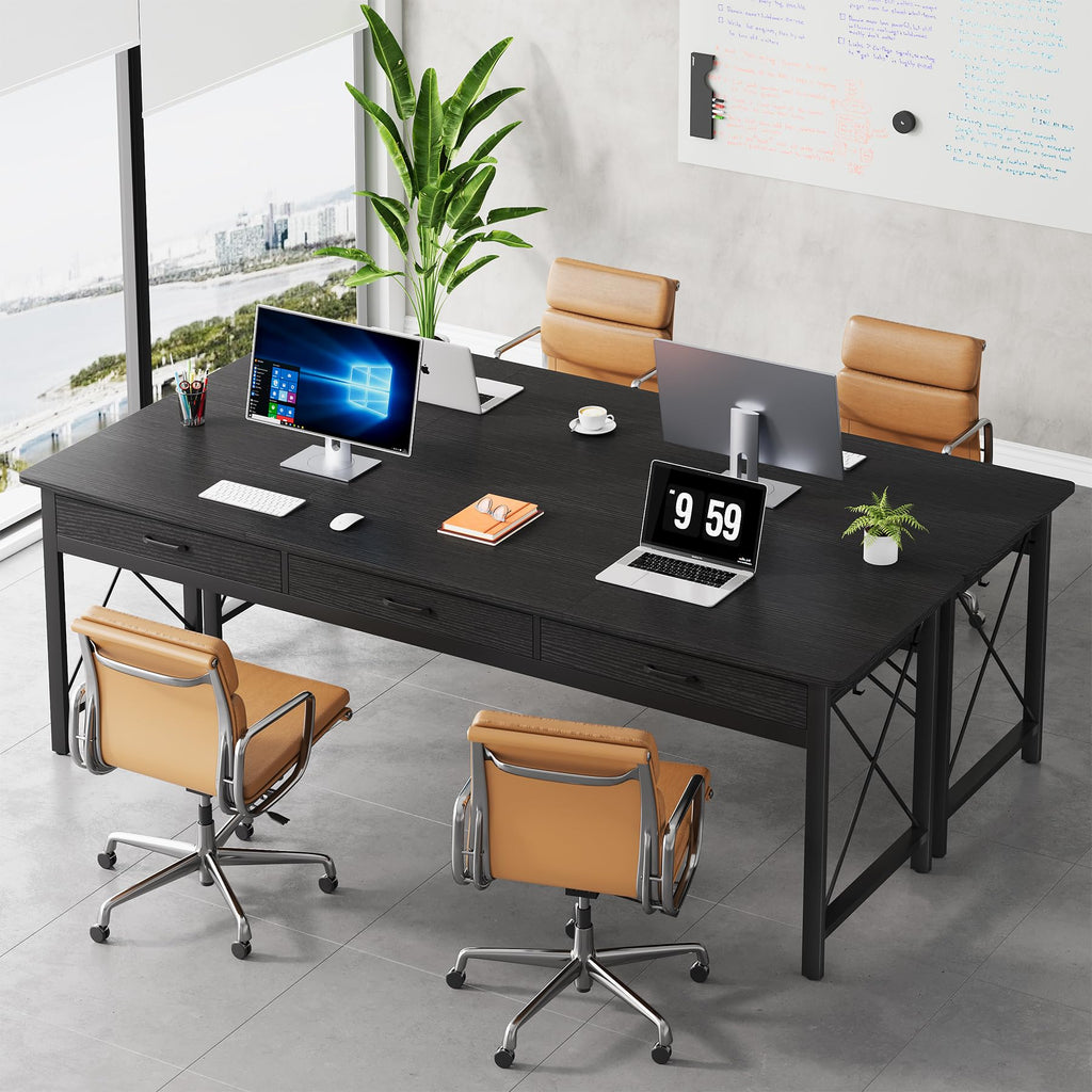 78.7 inch Black Computer Desk with 3 Drawers V530297