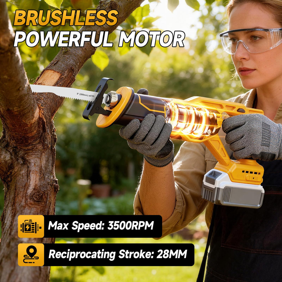 Cordless Brushless Reciprocating Saw with 8 Blades T103588