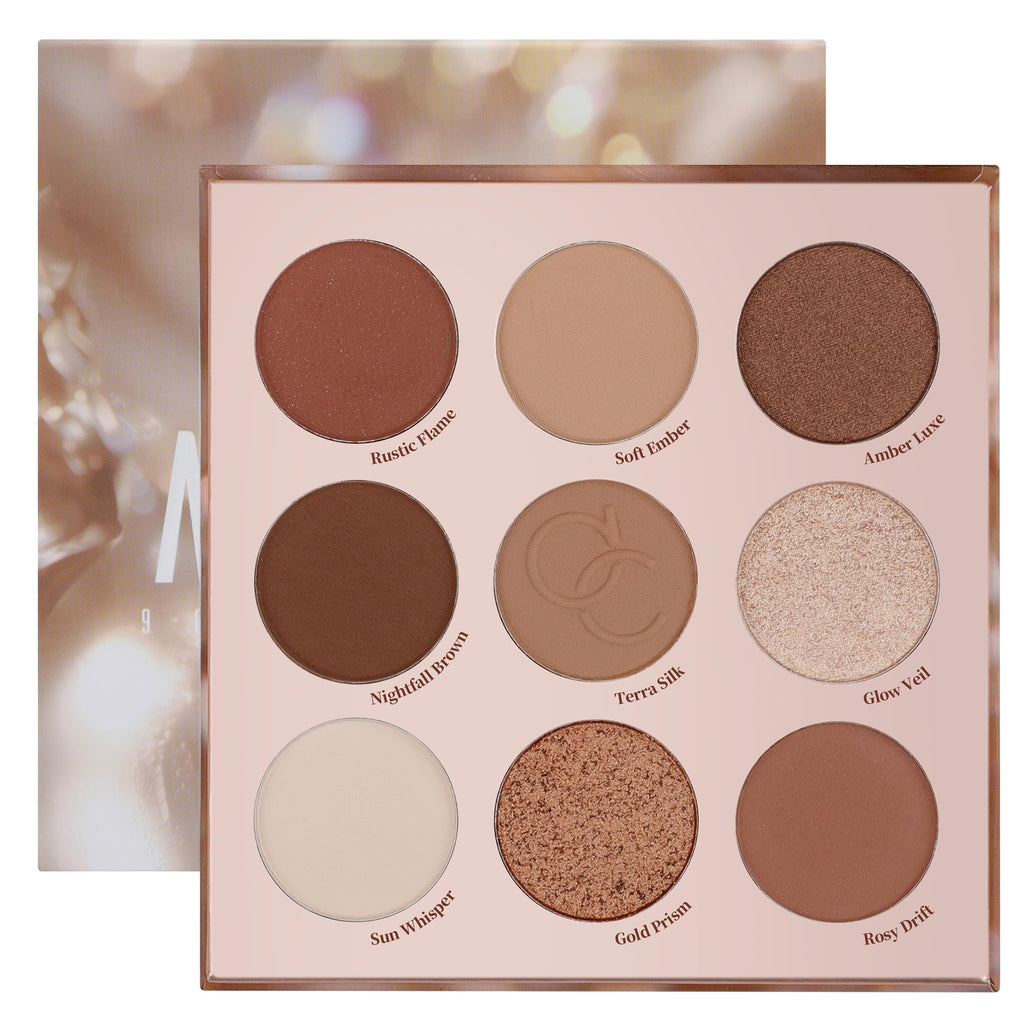 9 Colors Brown & Copper Eyeshadow Palette with Matte & Shimmer Finishes N38188