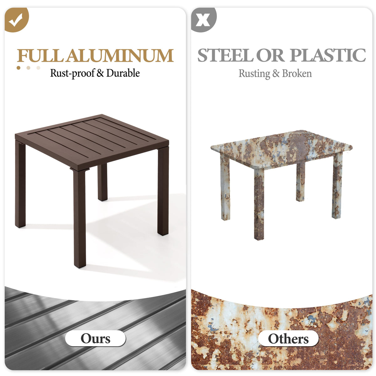 Aluminum Outdoor Side Table Set of 2 H7553