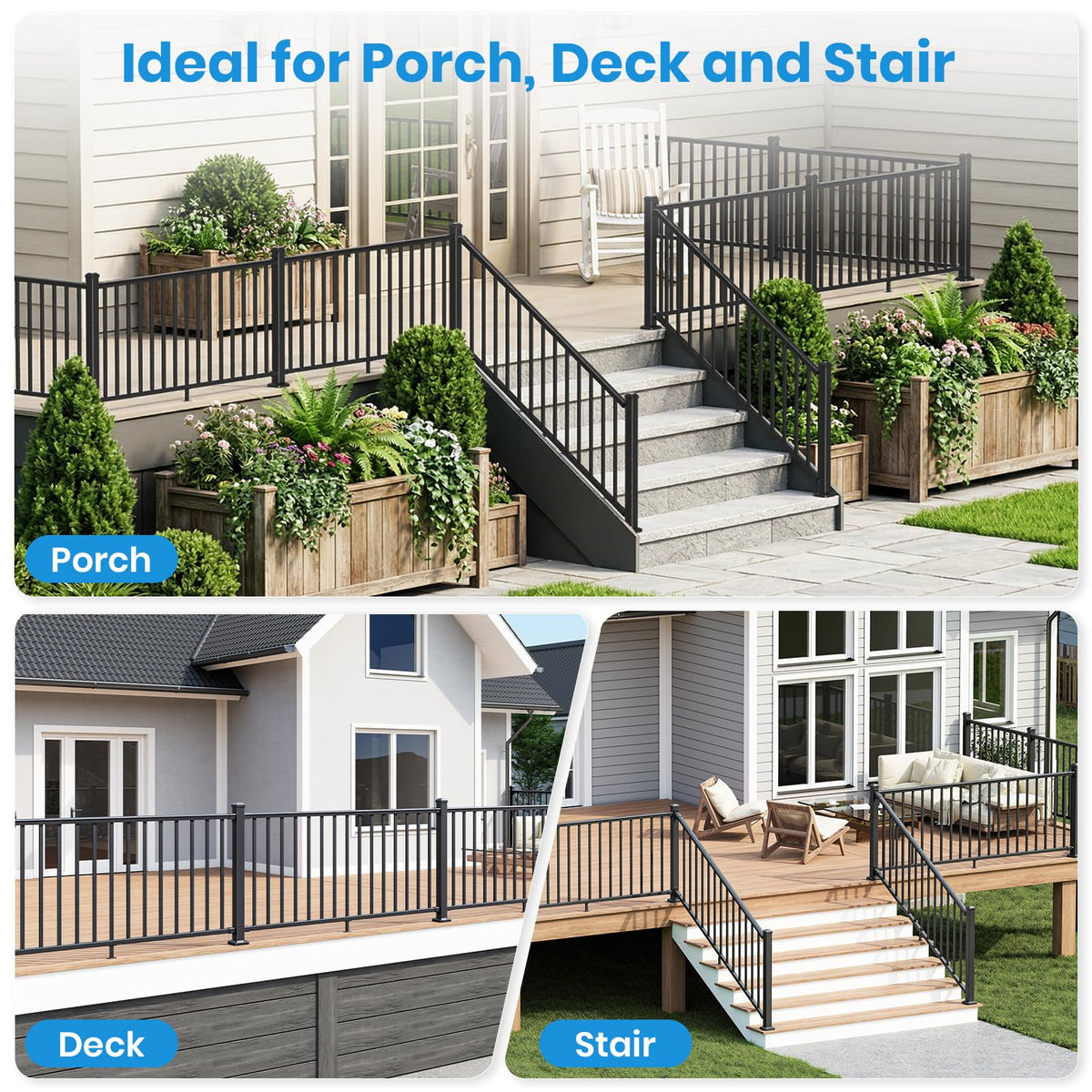 Black Aluminum Deck Railing Kit L157587