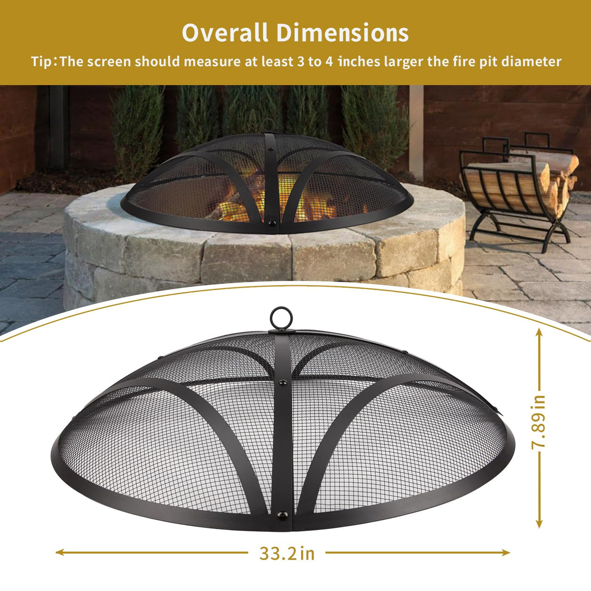 32In Reinforced Steel Round Fire Pit Screen Cover N941