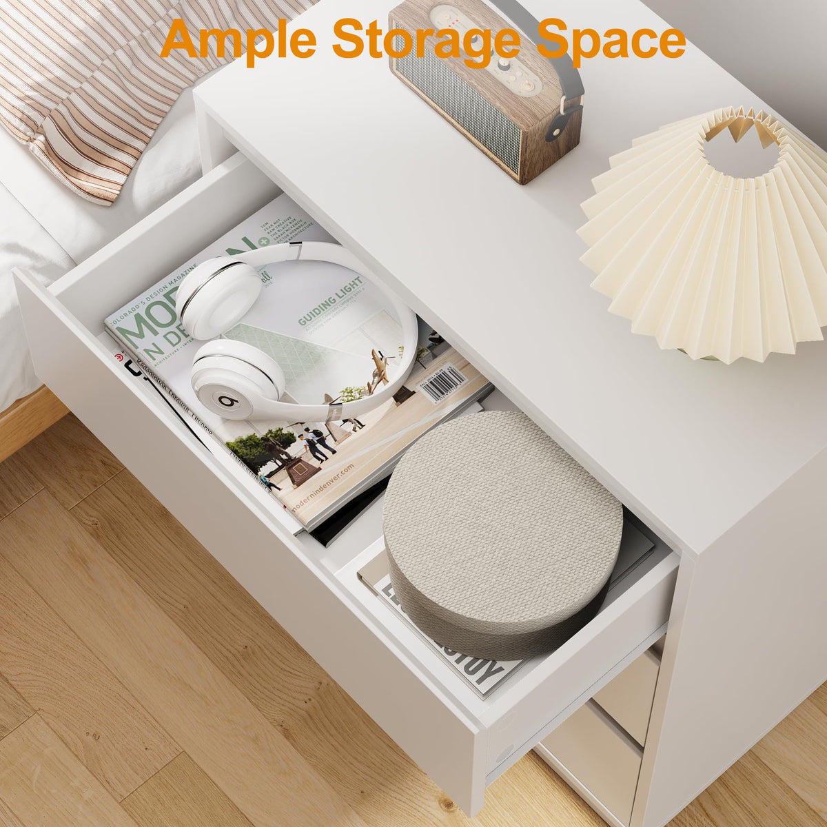 White 3 Drawer Nightstand K83609