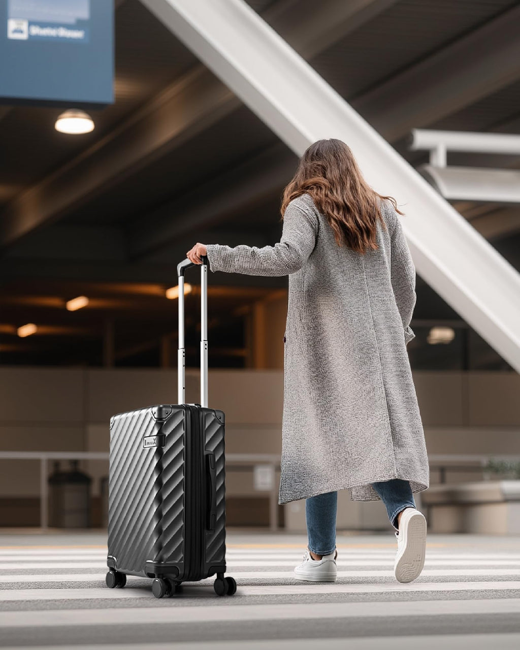 20 Inch Carry On Luggage 22x14x9 Charcoal Metallic N874