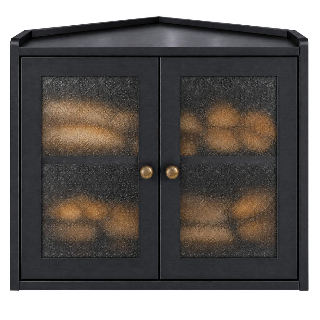 Black 2-Tier Wooden Corner Bread Box R311