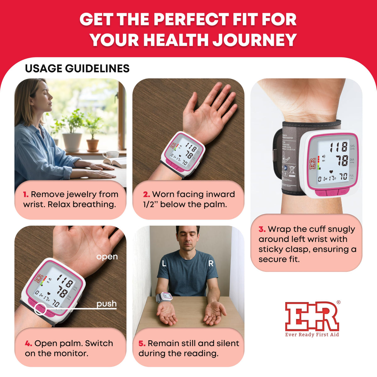 Pink Wrist Blood Pressure Monitor D7573