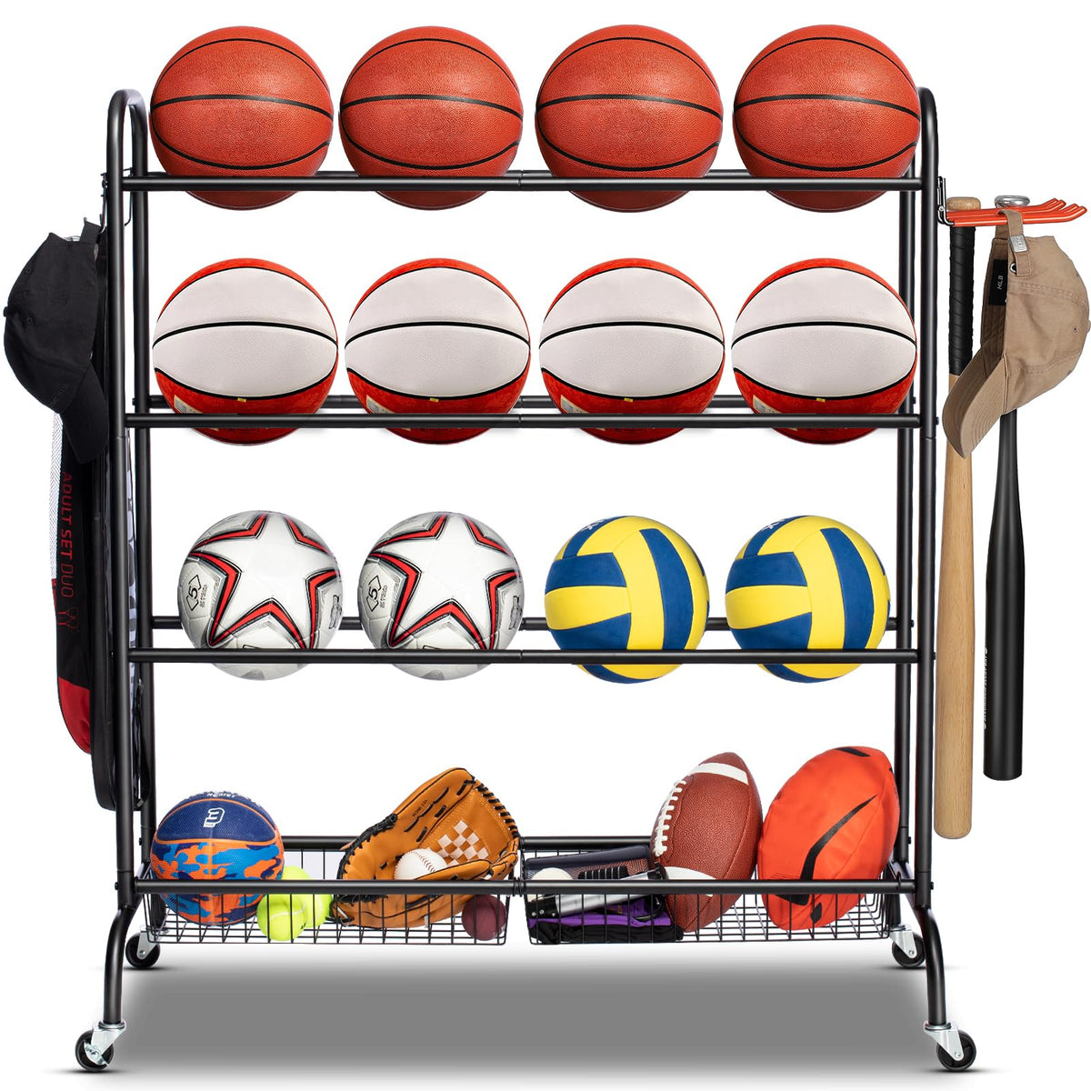 4 Tier Basketball Rack with Wheels M85037