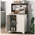White Coffee Bar Cabinet with Storage and Charging K619