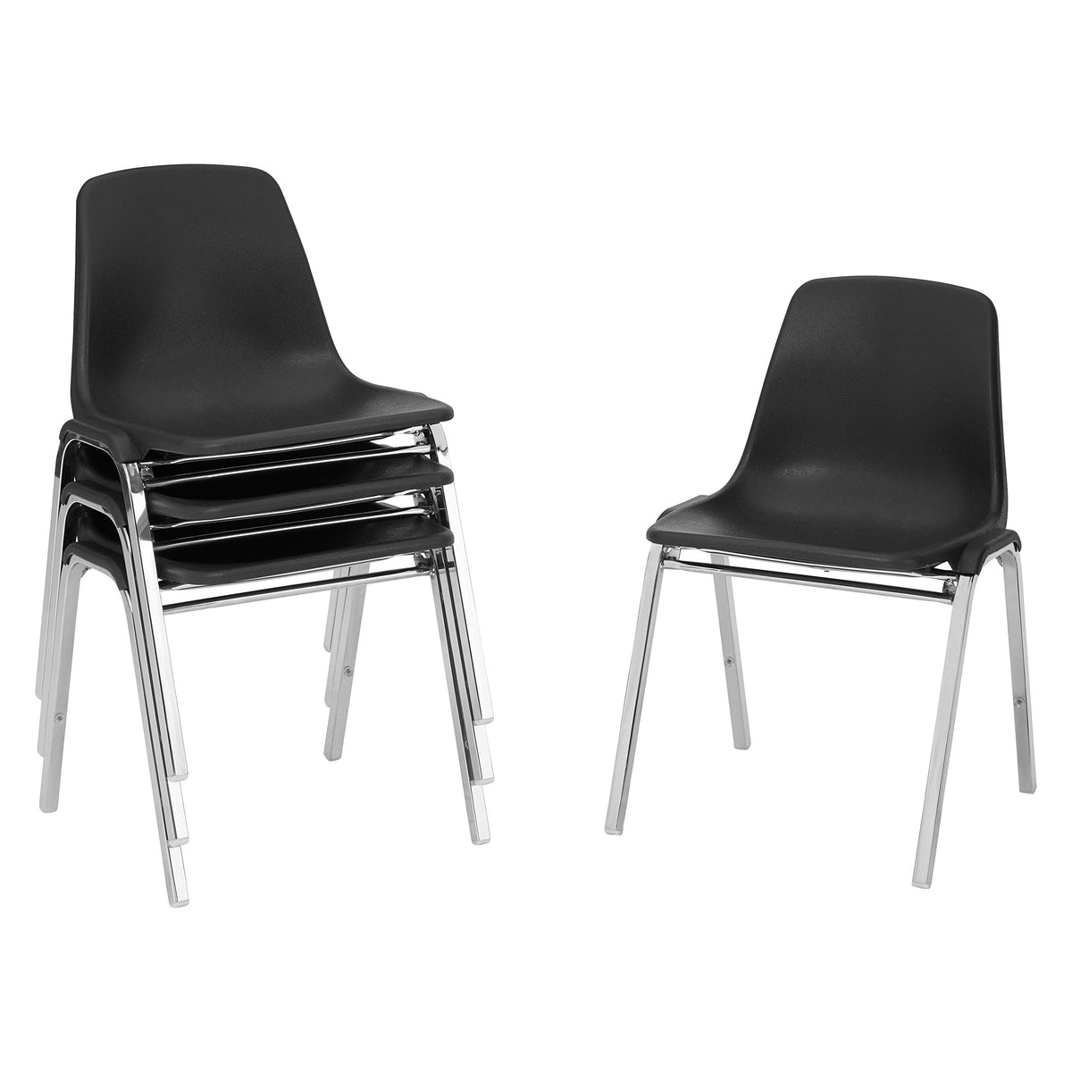 4 Pack Black Poly Shell Stacking Chair N19648