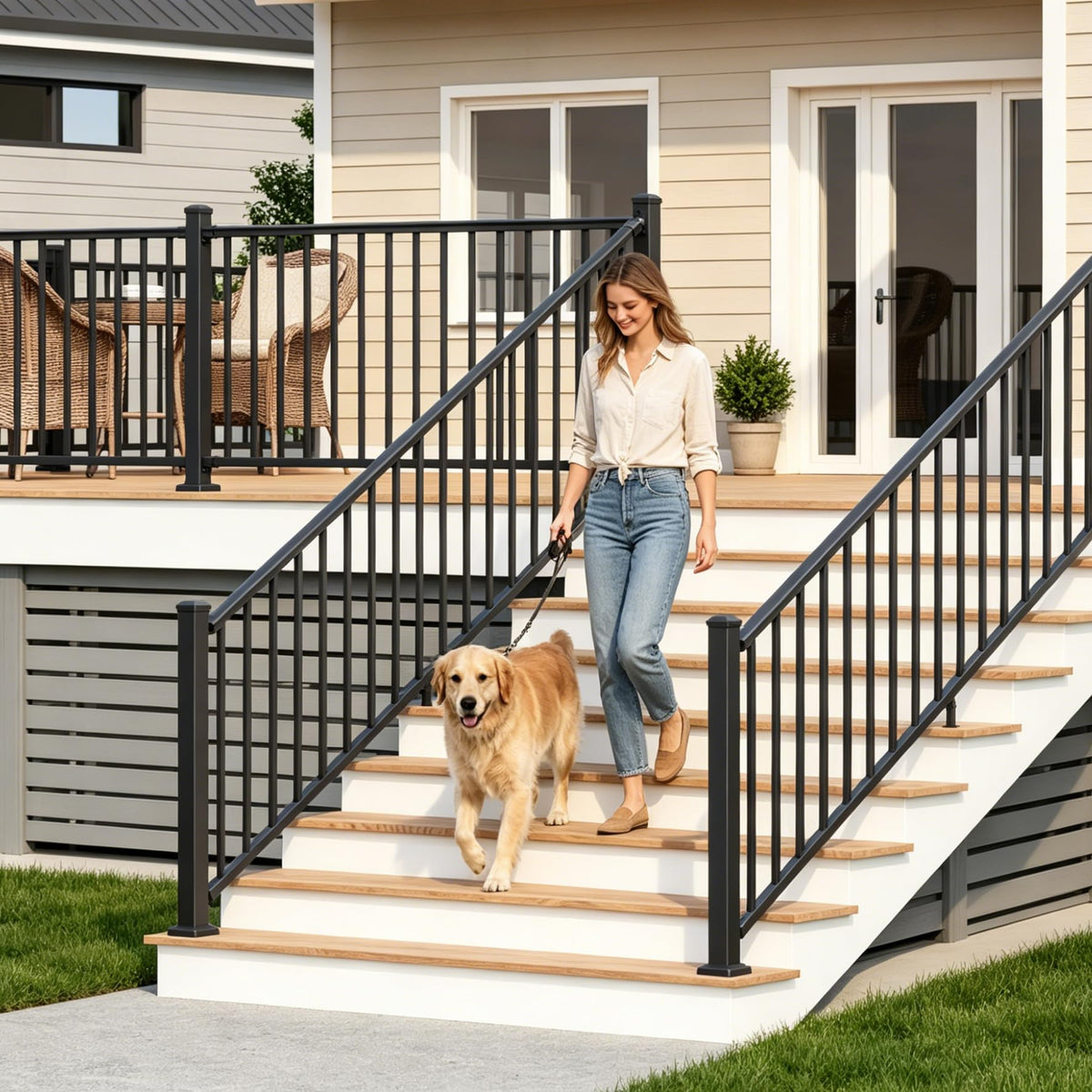 Black Aluminum Deck Railing Kit L157587