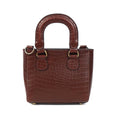 Tan Croc-Embossed Leather Mini Tote Crossbody Bag I9785