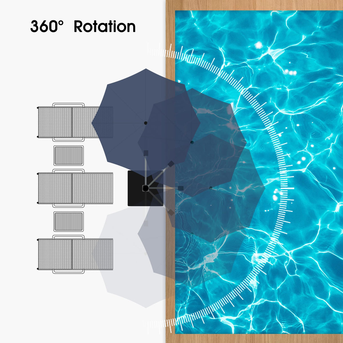 Navy Blue 10 FT Cantilever Patio Umbrella with Base J93766