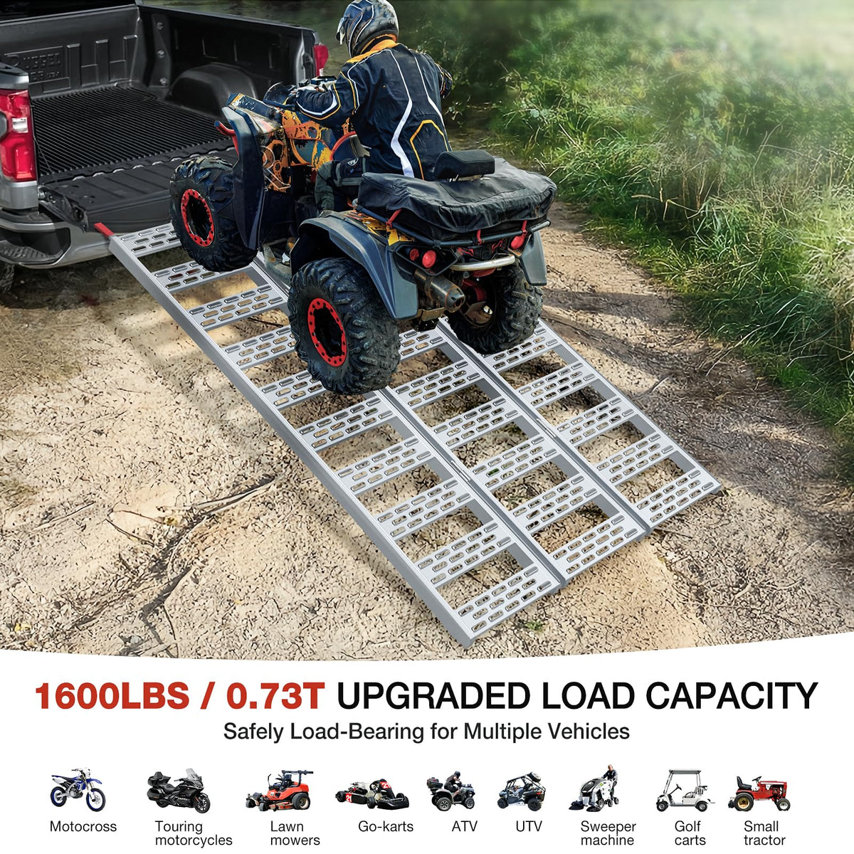 Aluminum Tri-Folding Truck Ramps 1600Lbs Max C7975