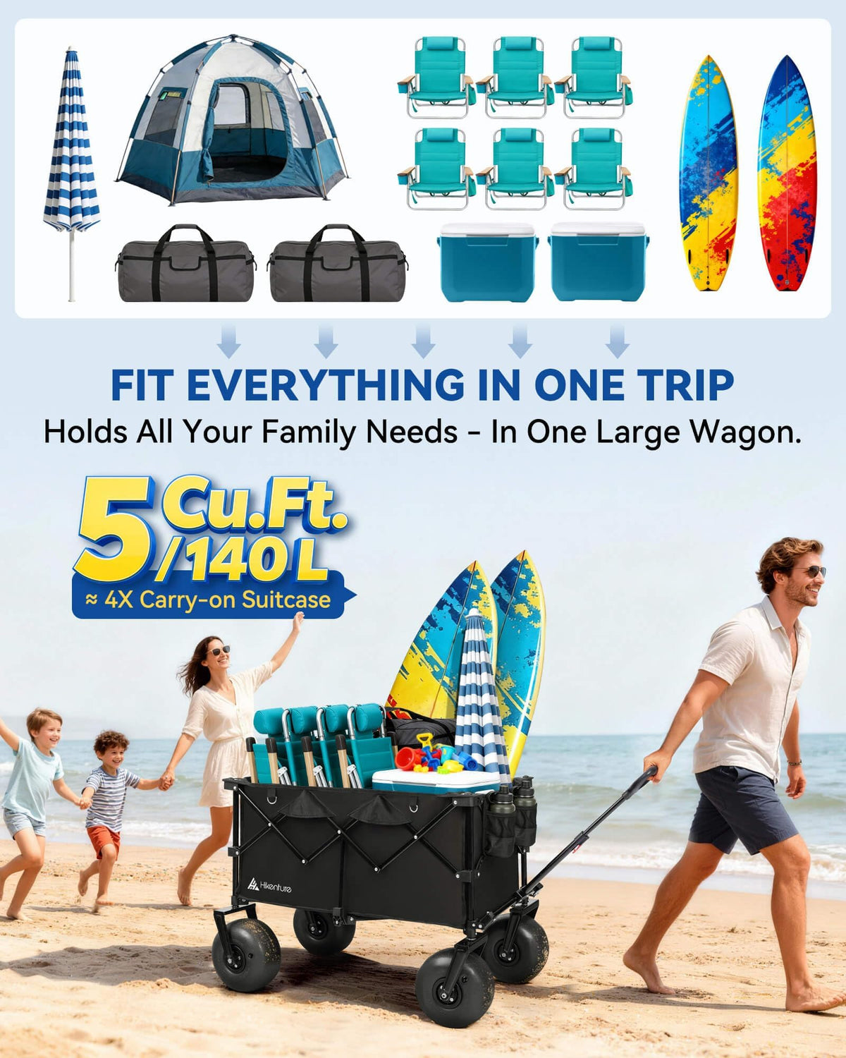 Collapsible Beach Wagon with Balloon Wheels N7555