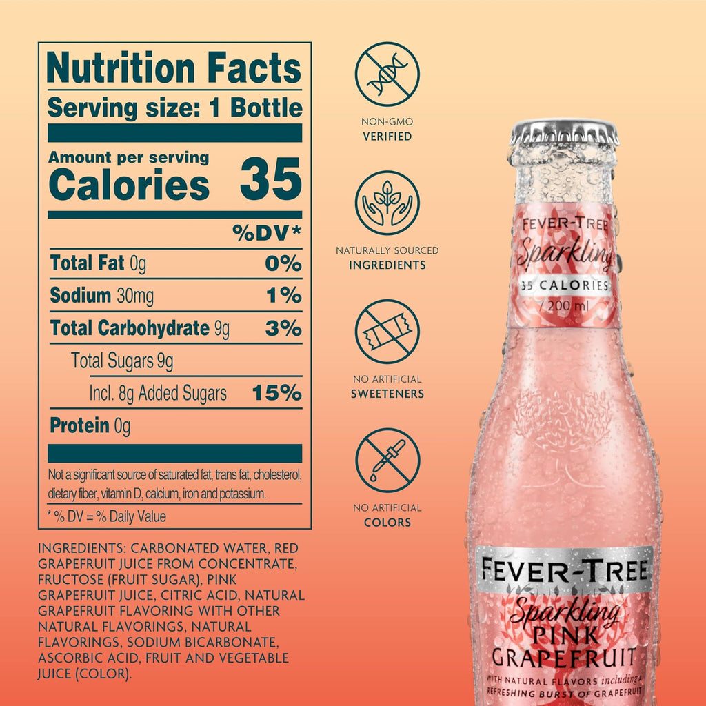 Sparkling Pink Grapefruit Soda Mixer, 24 Pack, 6.8 Fl Oz Bottles I436