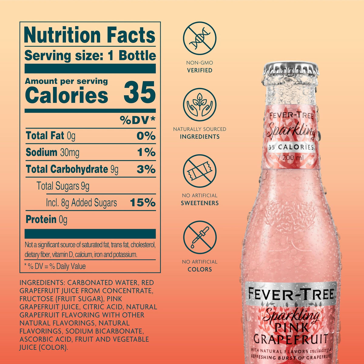 Sparkling Pink Grapefruit Soda Mixer, 24 Pack, 6.8 Fl Oz Bottles I436