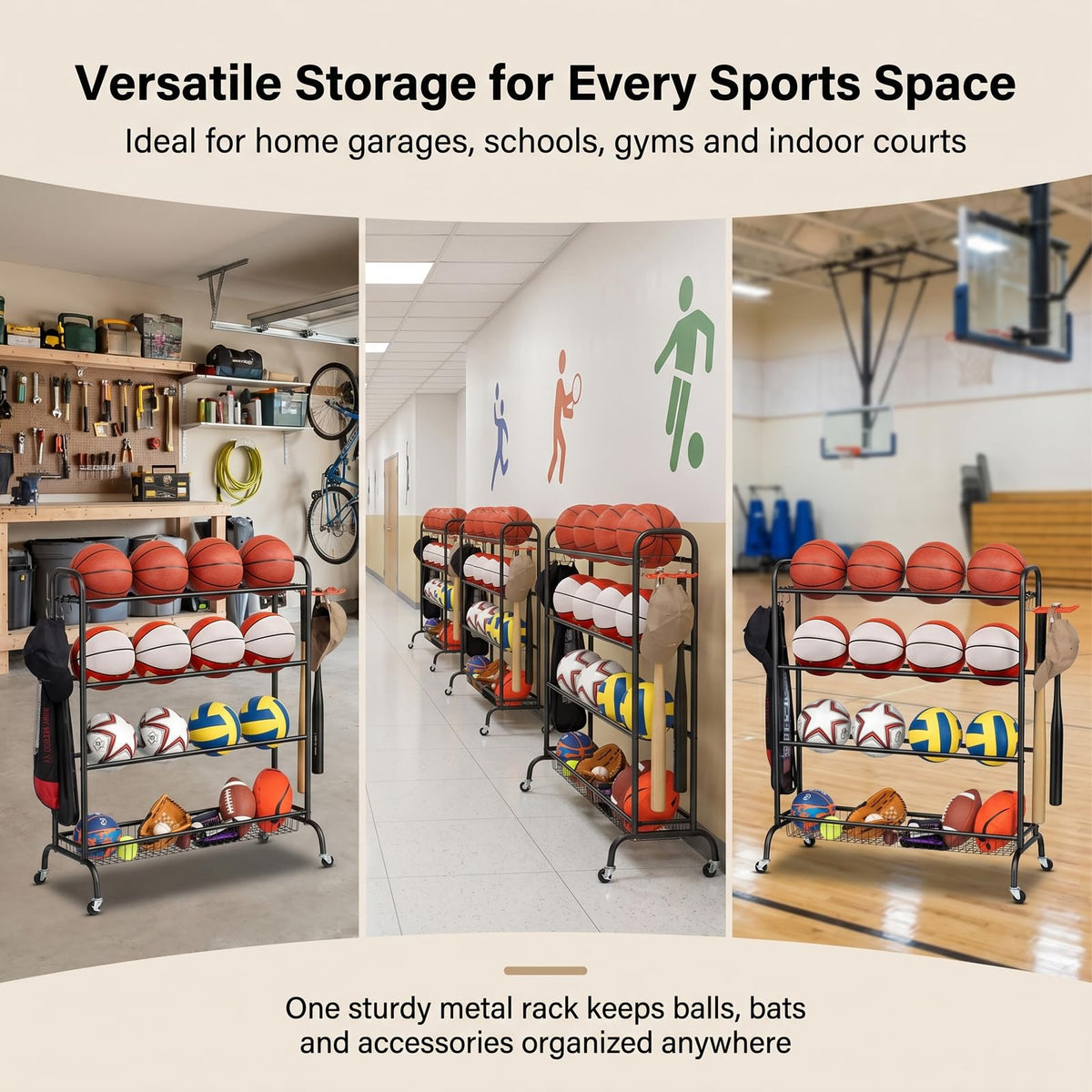 4 Tier Basketball Rack with Wheels M85037
