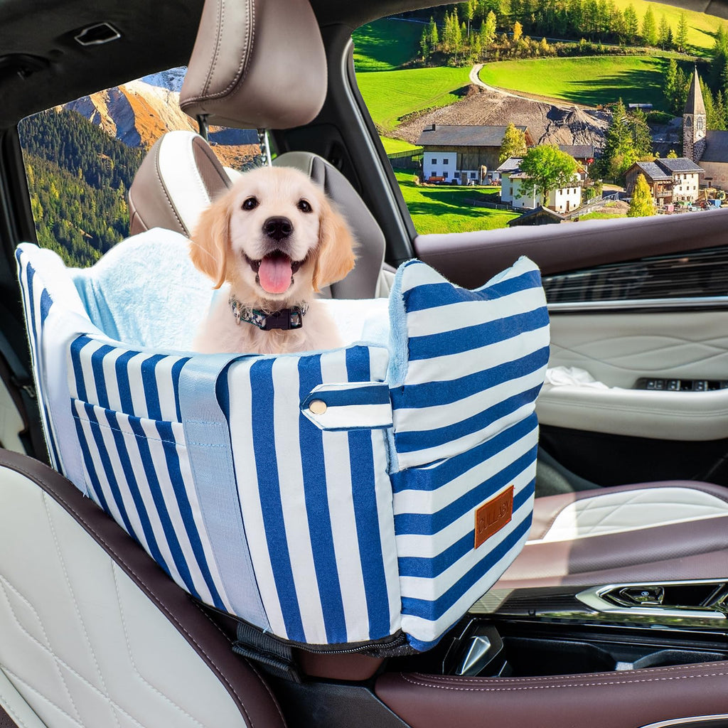 Dog Car Seat for Small Dogs to 15lbs Blue White Stripes H82779
