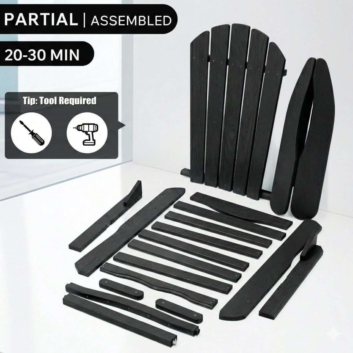 Folding Solid Cedar Wood Adirondack Chair P90138