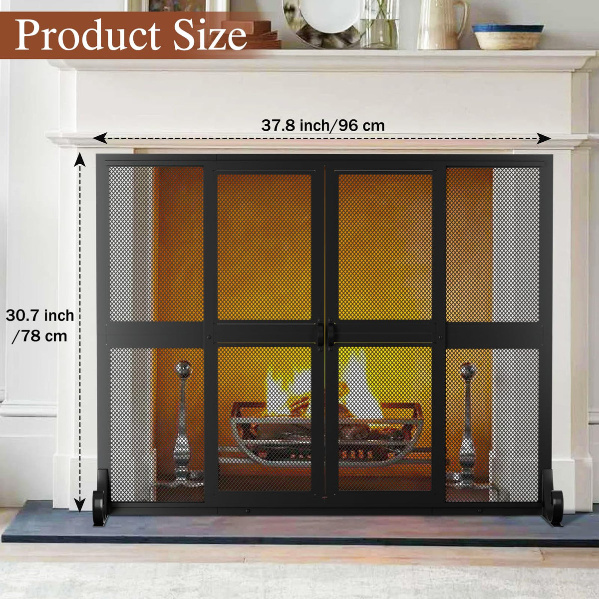 Fireplace Screen with Sliding Doors Y13692