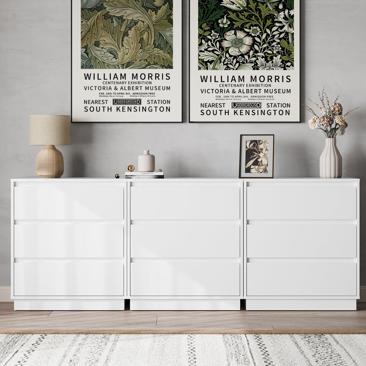 White 3 Drawer Nightstand K83609
