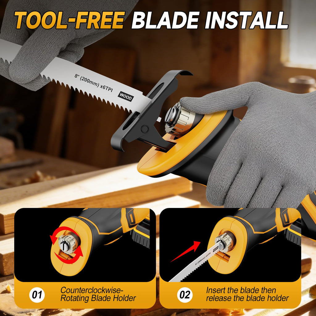 Cordless Brushless Reciprocating Saw with 8 Blades T103588