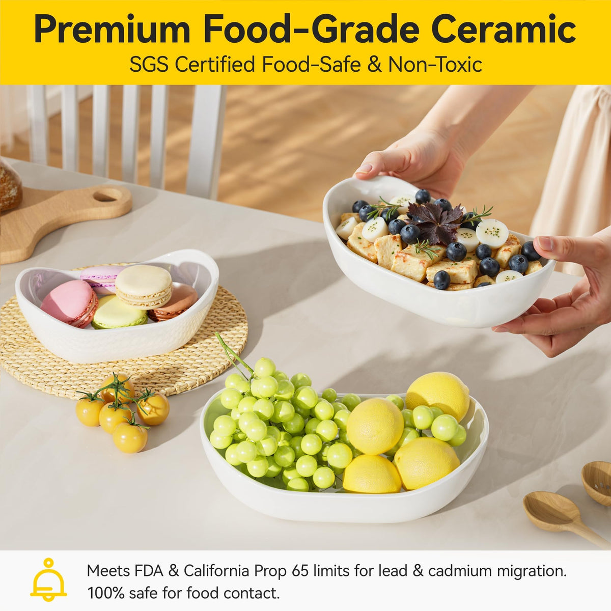 3 Tier Ceramic Fruit Bowl with Metal Stand Y735871