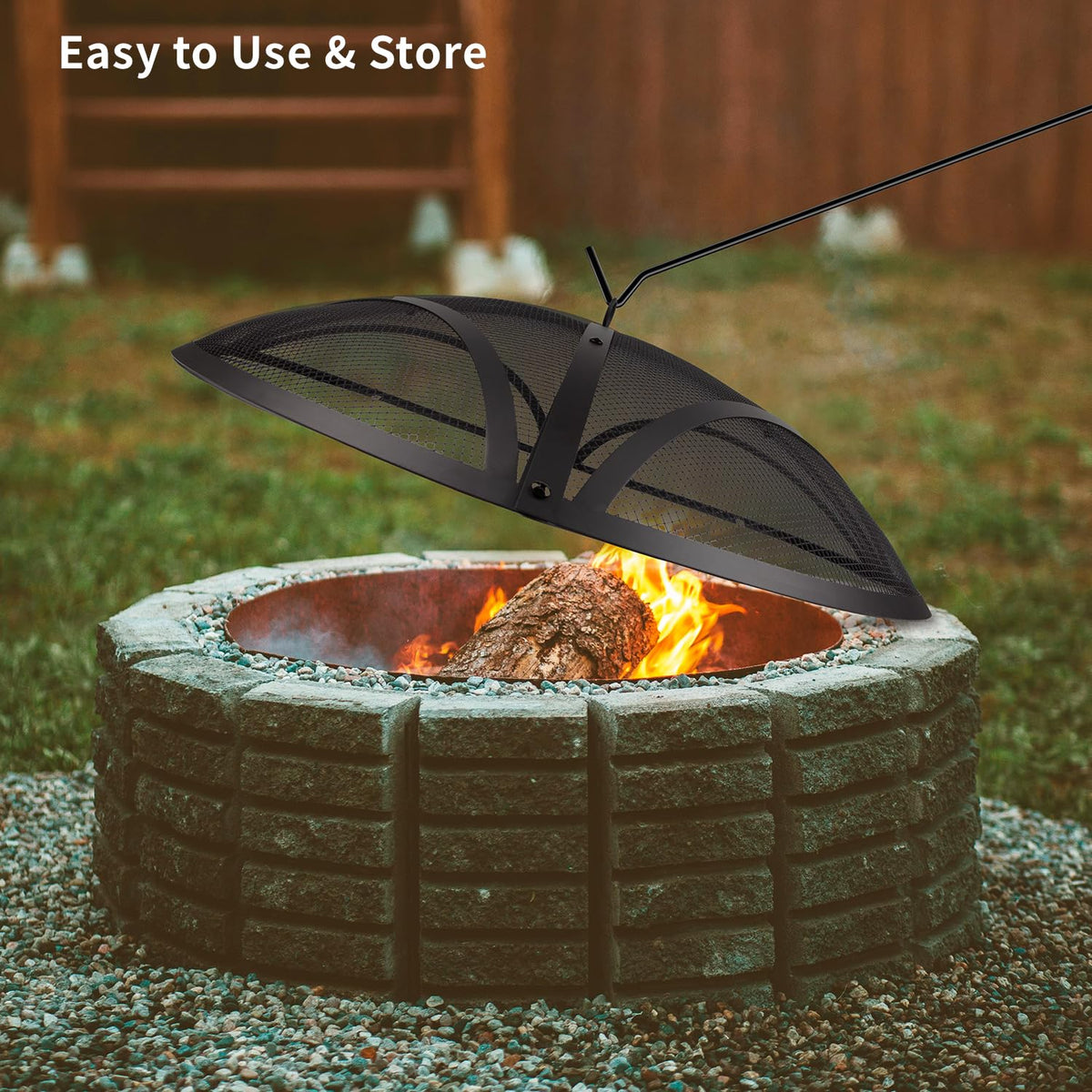 32In Reinforced Steel Round Fire Pit Screen Cover N941