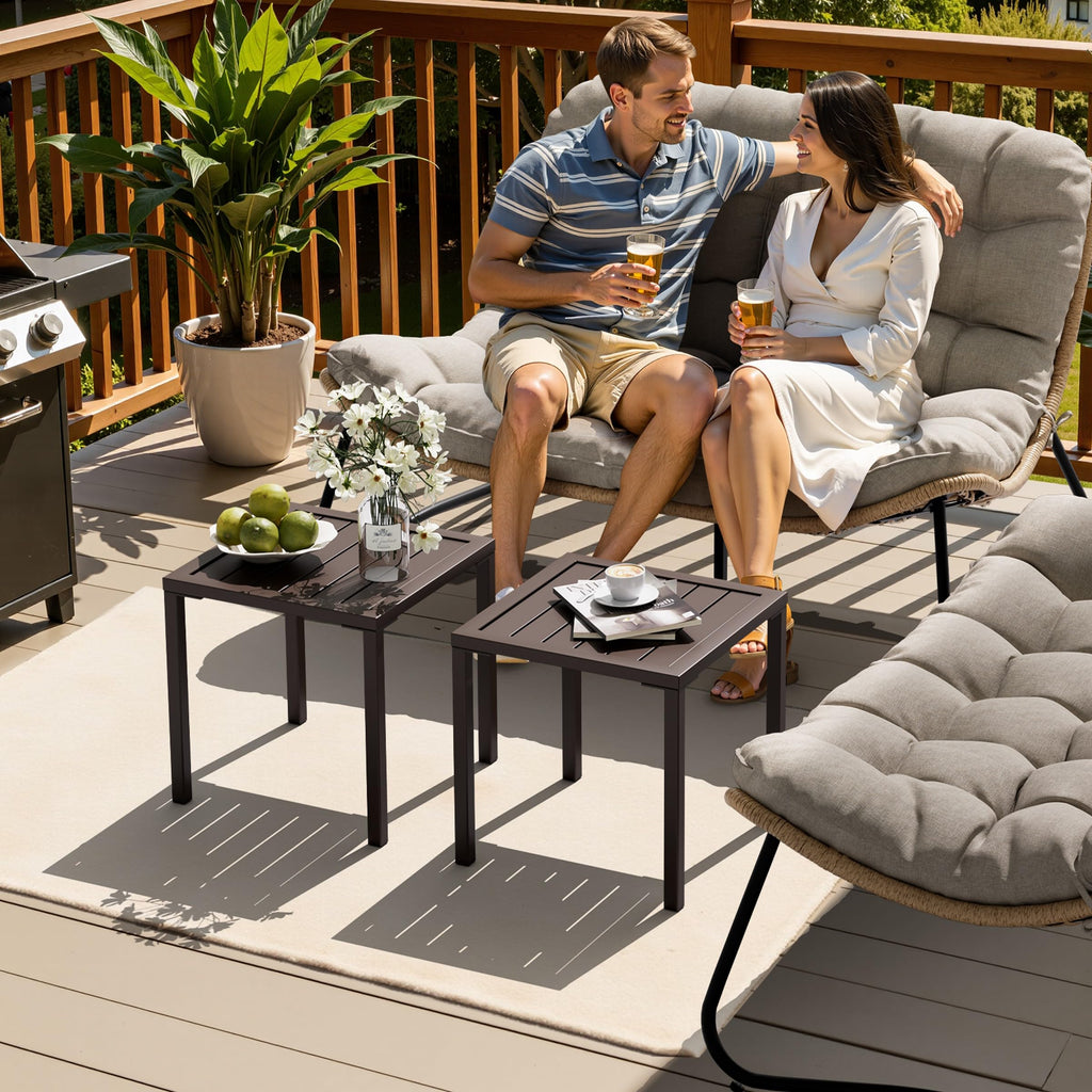 Aluminum Outdoor Side Table Set of 2 H7553