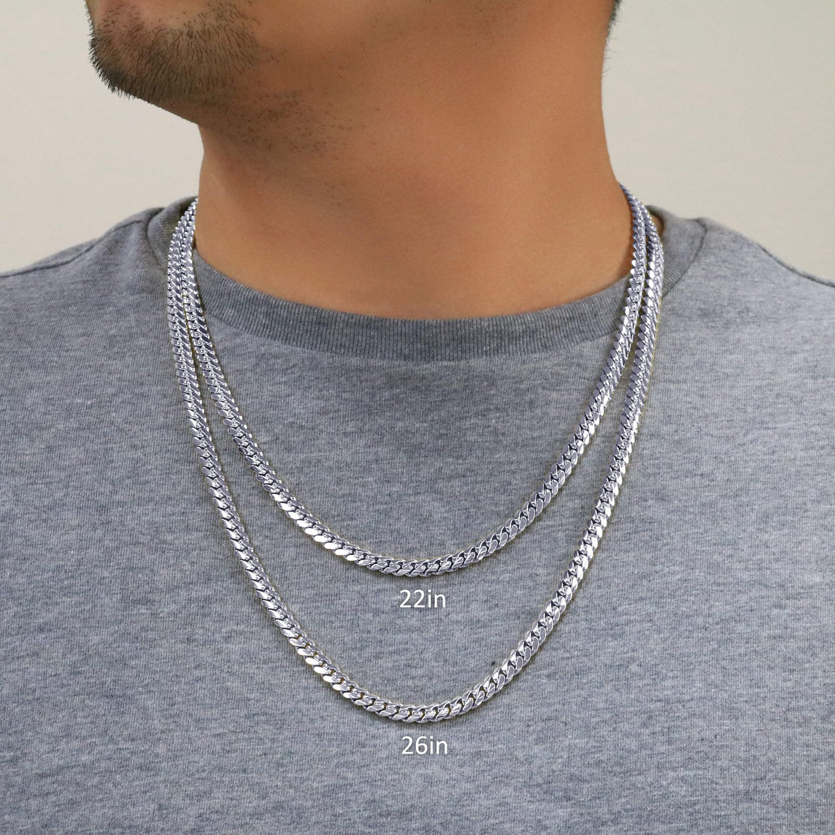 14k White Gold 6mm Chain Necklace A7658